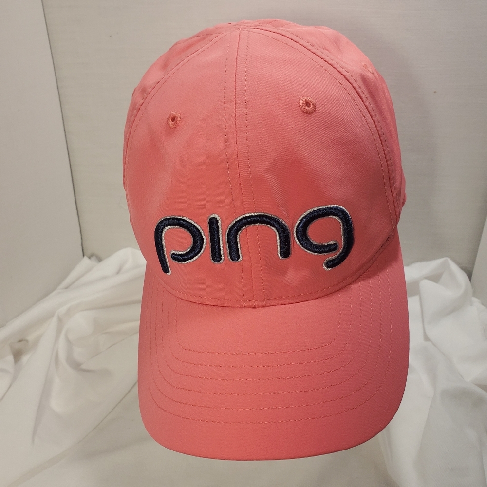 Ping Flexfit Pink Womens Golf Hat Spellout Osfm Small Stains Polyester Spandex - Picture 8 of 14